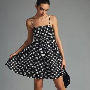 Anthropologie Hutch Bandeau Romper Gingham Black and White Checker xs